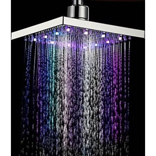 Modern LED Seven Colors Water Glow Square Shape Rain Bathroom Shower Head Bathroom Hotel Bathing Romance Accessory Shower Head