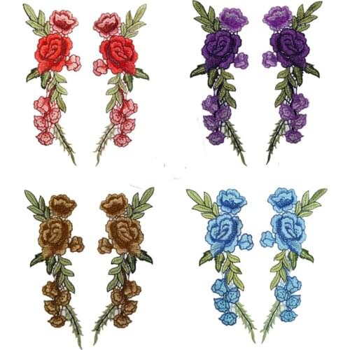 Sale DIY Clothes Patch 1PC/2PCS For Jeans Badges Bag Sew On Embroidery Crafts Sticker Rose Flower Clothes Accessories Applique