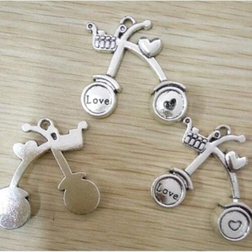 BULK 30 Zinc Alloy Metal Love Bicycle Charms Pendants 33*34mm 8.4g