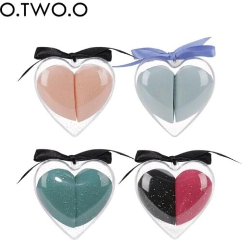 OSW Two filled heart-shaped powder puff set, wet and dry flocking beauty egg, four-color optional