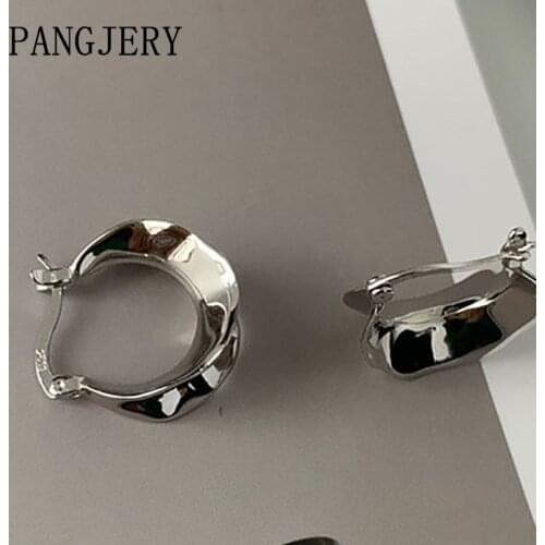 PANGJERY 925 Sterling Silver Wave Pattern Earrings for Women INS Fashion Concave Convex Surface Geometric Party Jewelry Gifts