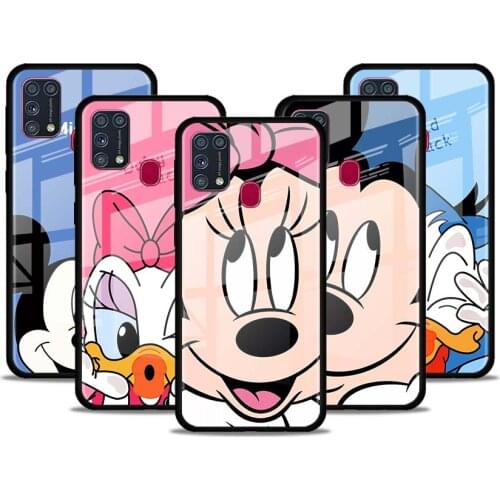 Mickey Minnie Couple for Samsung Galaxy S21 Ultra A71 A51 4G 5G A91 A81 A41 A31 A21 A11 A01 Tempered Glass Phone Case