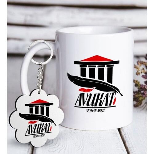 Personalized Professional Lawyer White Mug and Keychain Gift Seti-3 Reliable Quality Gift Casual Design Moment Drink