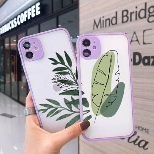 Simple Plum Blossom Leaf Aesthetic art Phone Case matte transparent For iphone 7 8 11 12 plus mini x xs xr pro max cover