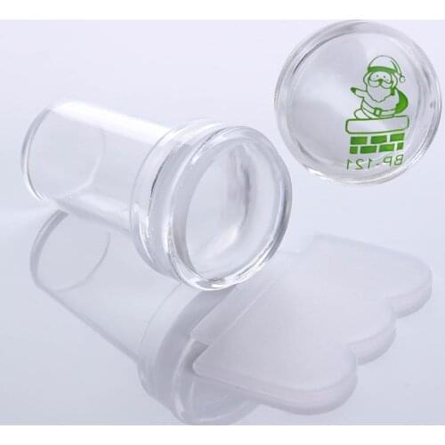 Nail Salon 2.4cm Pure Clear Jelly Nail Art Stamper Scraper Set Print Silicone Marshmallow Nail Stamp Stamping Tools