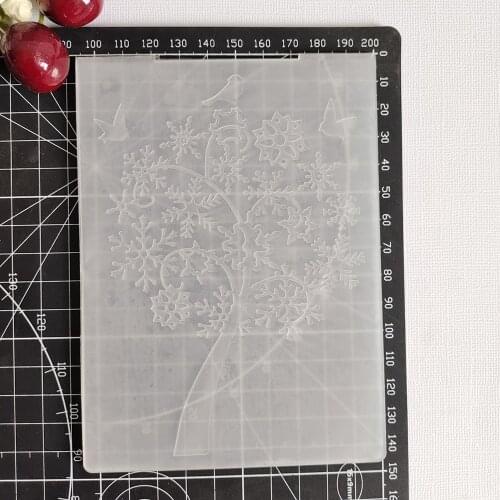 Snowflake Tree/Birds Embossing Folder Design For DIY Paper Cutting Dies Scrapbooking Card Making Plastic Plate Size 10.5*14.5cm