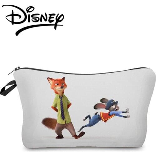 Disney Zootropolis Cosmetic Bag Lady Fox Rabbit Printed Storage Bag Cartoon Women Makeup Bag Minimalist Mini Child Pencil Case