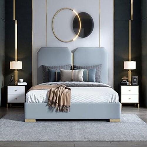 Light luxury bed modern minimalist high-end ins net red master bedroom double bed Nordic wedding bed Hong Kong style post-modern
