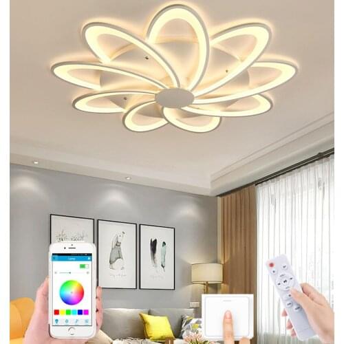 Nordic bedroom LED ceiling light modern living room chandelier hotel lighting villa remote control APP control interior lamps