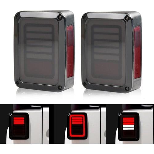 Smoked Lens LED Brake Tail Lights Running Reverse Lamps Rear Taillight Turn Signal For Wrangler JK 2007 2008 2009-2017