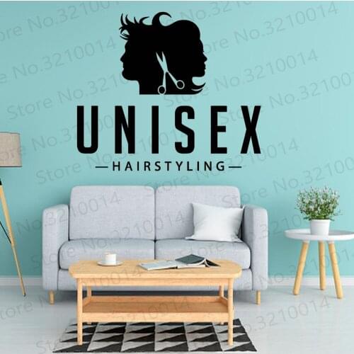 Unisex Hairstyling Hair Salon Vinyl Wall Decal Sticker Waterproof Beauty Stylist Stickers Barbershop Sign Posters Decals PW979