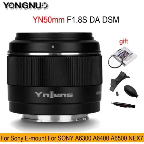 Yongnuo YN50mm F1.8S DA DSM Camera Lens 50mm F1.8 APS-C Fixed Focus AF/MF Lens for Sony E-mountA 6300 A6400 A6500 NEX7
