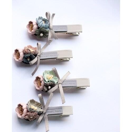 Girls New Delicated Korean Girl Hair Clips Pearl Top Quality Kid Hairpin 4colors Silk Bows Teenager Hair Barrette Princess Hair