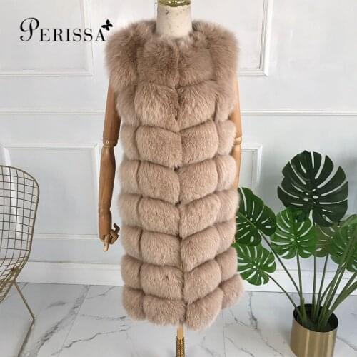 Long Classic Natural Fox Fur Vest Women Waistcoat Long Sleeveless Coat Plus-Size Hot Sale