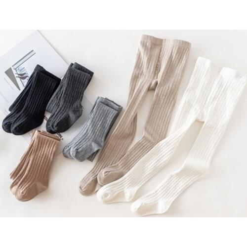 2-10 Years Big Girls Pantyhose Spring Autumn Vintage Ribbed Infant Kids Tights for Toddler Girls Clothing Children Stocking Warm