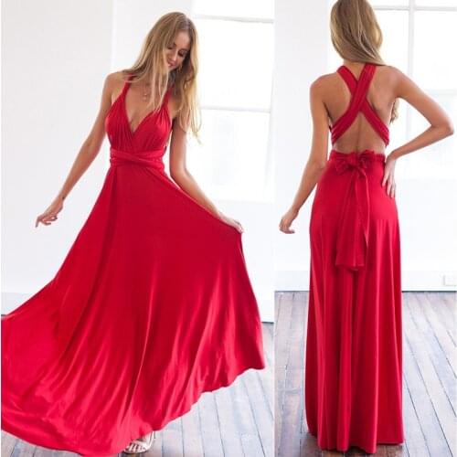 Sexy Women Cross Halter Multiway Wrap Convertible Boho Maxi Club Multicolor Dress Bandage Long Dresses Party Bridesmaids Robe