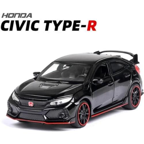 1:32 HONDA CIVIC TYPE-R Toy Car Metal Toy Diecasts & Toy Vehicles Car Model Sound Light High Simulation Car Toys For Children