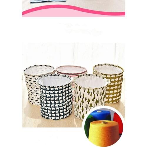 1PC Cotton Linen Large Foldable Laundry Storage Basket for Kids Toys Sundries Organizer Barrel with Leather Handle OK 0545