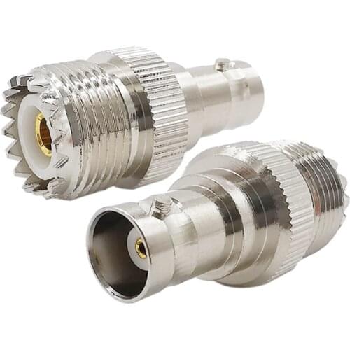 1Pcs Silver BNC Female to UHF SO-239 SO239 Female Jack Straight RF Coaxial Connector Adapter
