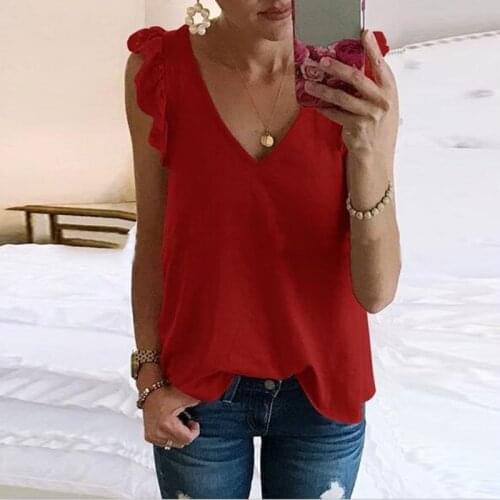 2021 Summer Fashion Sleeveless Tops for Women Chic Solid Color Sexy Deep V-neck Shirts for Women Mujer Camisetas Plus Size 5XL