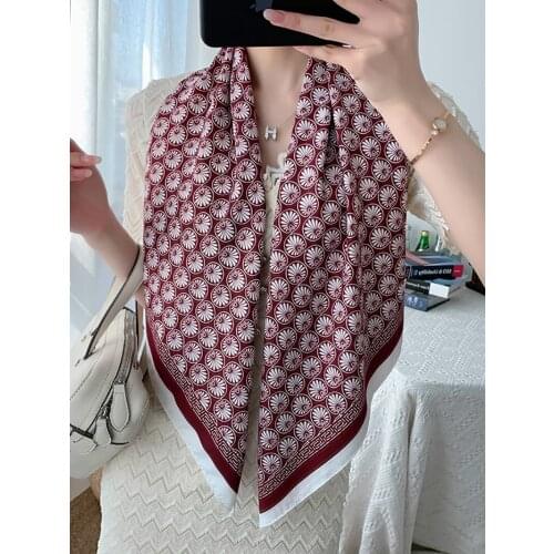 2021 new spring women scarf quality shawl silk fashion scarf headscarf beach sunscreen bag headscarf scarf 90cm*90cm