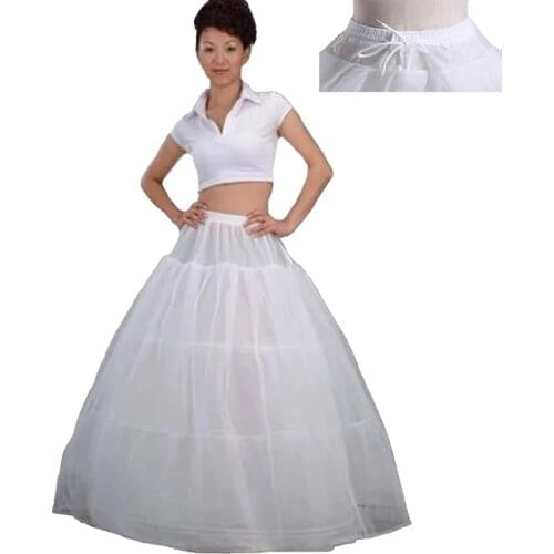 3 Three Hoops Skirt Slip Bridal Wedding Dress Petticoat Bone Full Crinoline Lace Trim Prom Underskirt Ball Gown Elastic Waist