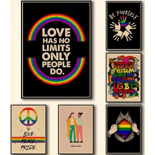 36 Designs Lgbt Human Rights Kraftpaper Poster Love Is Love Art Painting Abstract Fancy Wall Sticker for Coffee House Bar