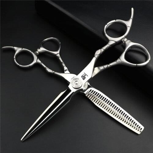 6.0 Senior Crocodile Texture Hair Scissors Hair Salon Styling Hairdressing Tools Professional Cutting Scissors 440C Steel