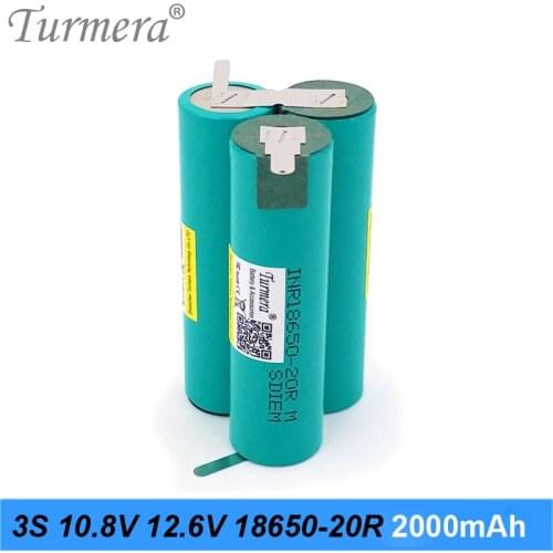 Battery Soldering 2000mAh 20A Battery 3S 10.8V 12.6V INR18650-20RM for Screwdriver Shrika 12V and Vacuum Cleaner Battery Turmera