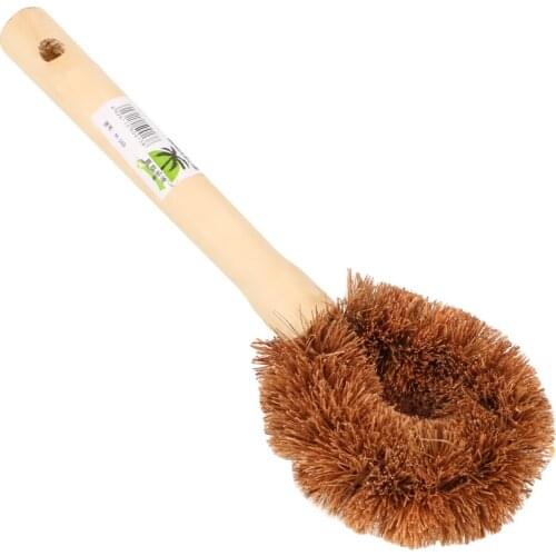Natural Coconut Brown Cleaning Brush Dish Washing Tool Non-stick Oil Pot brush Long Handle Household Accessories