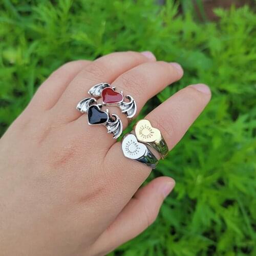 Lost Lady Vintage Metal Heart Rings for Women Stylish New Hip Hop Girls Finger Rings Wholesale Jewelry Dropshipping Female Gifts