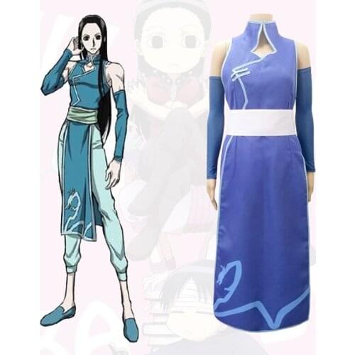 Anime Hunter X Hunter Irumi Zorudikku Cosplay Costume Blue top+pant+sleeves+white Belt Halloween Costumes for Women and Girls