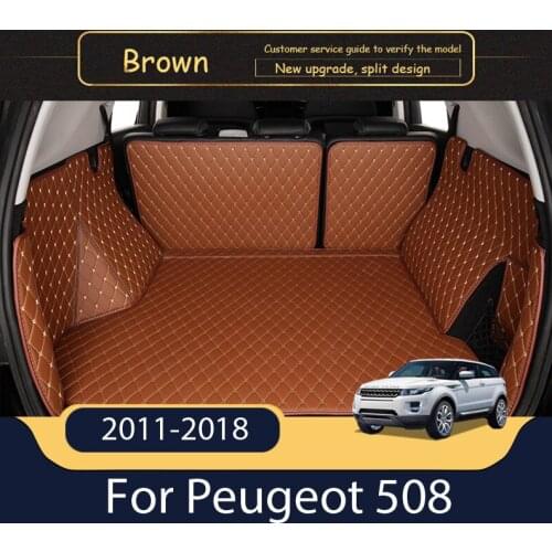 Leather Car Trunk Mat For Peugeot 508 2011-2018 Cargo Liner Accessories Interior Boot