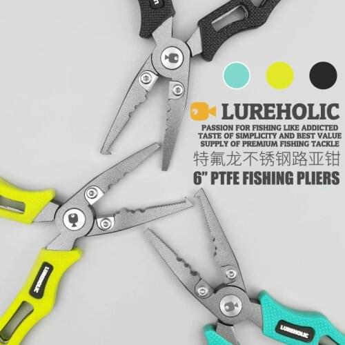 LUREHOLIC PTFE COATING Lure Fishing Pliers Split Ring Cutters Fishing Holder Tackle with Hooks Remover