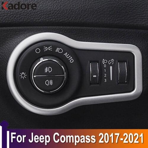 For Jeep Compass 2017 2018 2019 2020 2021 ABS Matte Headlight Switch Button Cover Trim Interior Accessories Interior Mouldings