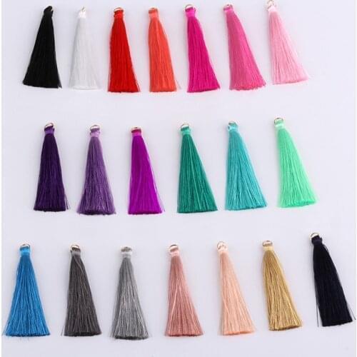 30 Pieces 7CM Metal Ring Polyester Cotton Fabric Tassel DIY Pendant Jewelry Making Fringe Trim Craft Tassel Sewing Accessorie