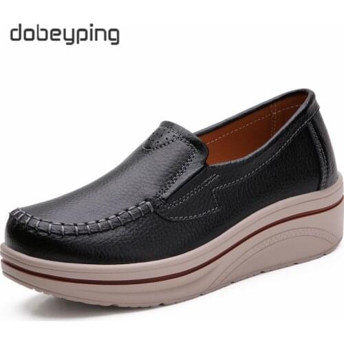 Spring Autumn Womens Shoes Moccasins Platform Flats Sneakers Female Genuine Leather Ladies Loafers Women Creepers Slip On Shoe