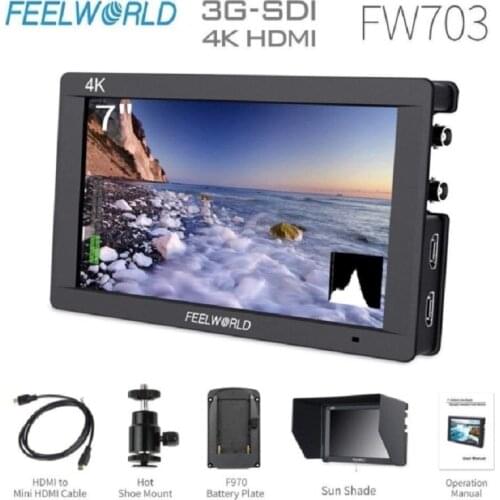 Feelworld fw703 3g sdi 4k hdmi câmera monitor de campo 7 Polegada ips completo hd 1920x1200 portátil dslr monitor para sony niko