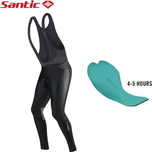 Santic Men Cycling Bib Long Pants Bike Bicycle Padded Pants Road MTB Bib Pants 4-5 Hours Long Distance Asian Size S-3XL M8C04101