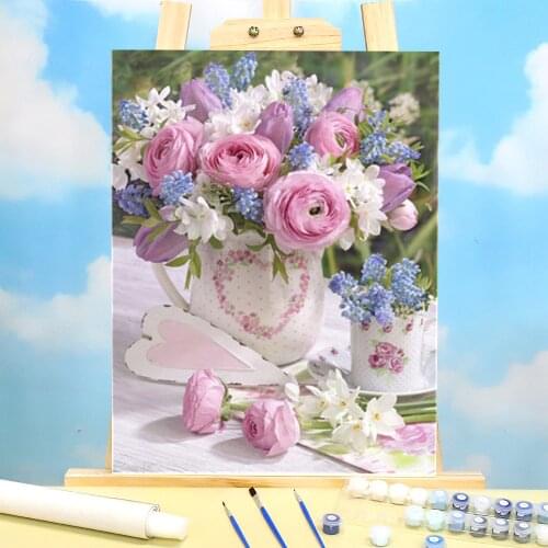 Flower Rose Painting By Numbers Complete Kit Oil Paints 40*50 Boards By Numbers Decoration For Adults For Drawing Art