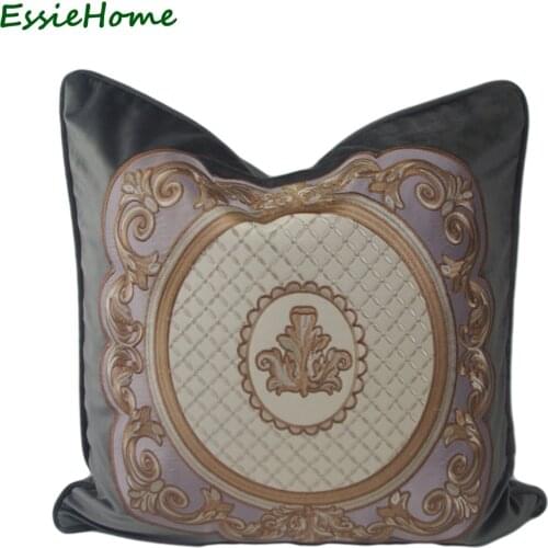 ESSIE HOME Luxury Grey Velvet Cushion Cover Pillow Case With High End Embroidery Pattern Piping Velvet Cushion