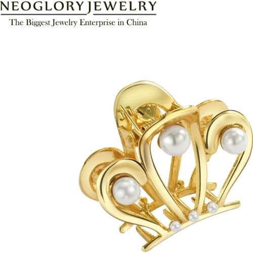Neoglory White Pear Crown Girl Hairwear For Women Trendy Elegent Gold Color Claw Clip Hair Jewelry New Hot Gift Dropshipping