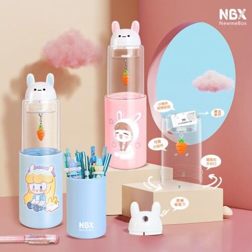 Newmebox Rotating Stationery Box With Magnetic Buckle Pencil Sharpener Large Capacity Multifunction Transparent Pen Case