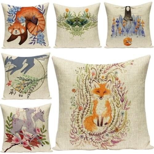 The latest simple design style cushion cover cartoon animal small digital sofa car cushion high quality linen-cotton pillowcover