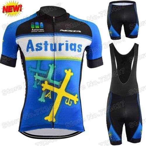 New 2021 Asturias Cycling Jersey Set Men Cycling Clothing Road Bike Shirts Suit Bicycle Pants MTB Ropa Ciclismo Maillot Culotte