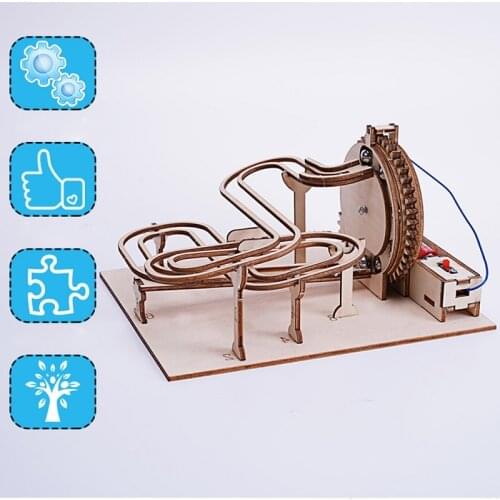 Steam Science Experiment Educational Kit 3D Wooden Marble Run DIY Assemble Mechanical Gear Engineering Model Home Decor Toys