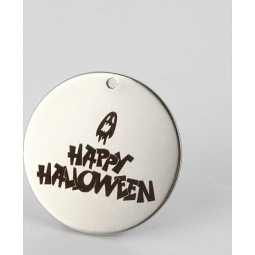 Wholesale stainless steel charms Spooky Jewelry Pendant Hallween Charm " HAPPY HALLOWEEN" 25mm