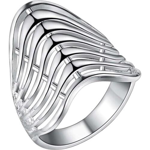 2020 Hot Silver color finger ring size 6-9 # geometric fashion personality design Pretty cute street style for woman Top quality