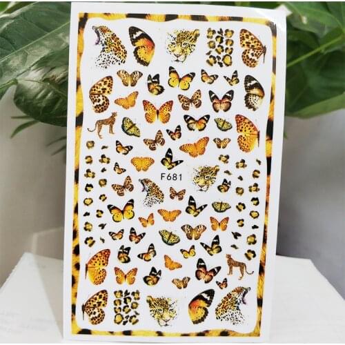 3D Nail Sticker Decals Self-adhesive Design Stickers for Nails Leopard Butterfly Sticker for Manicure Nail Art Decoration