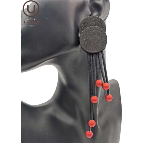 UKEBAY New Red Pearl Earrings Women Bohemia Drop Earrings Charm Jewelry Party Wedding Ear Accessories Long Earring Female Gift